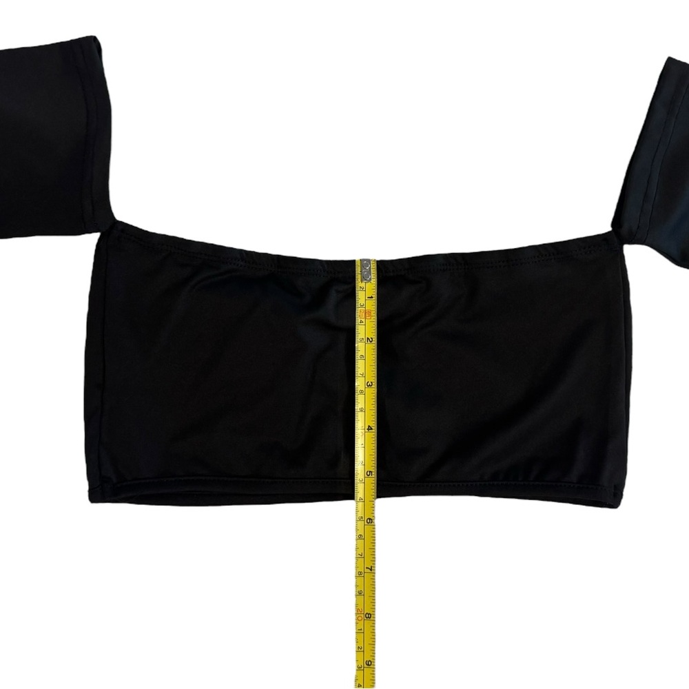 SHEIN cold shoulder black crop top size petite XS NEW - Picture 2 of 7